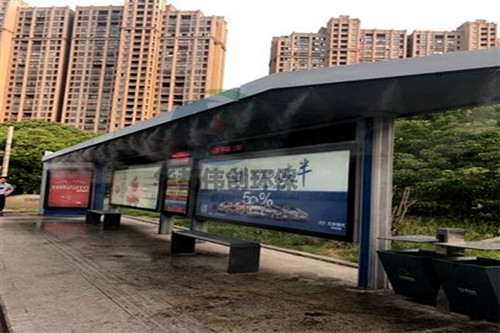 步行街降溫除塵,馬路降溫除塵,公交站降溫系統,噴霧降溫系統